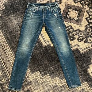 Silver Jeans Women's Skinny Distressed Blue Denim